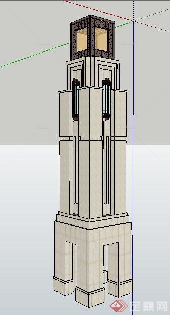一座新古典景观塔设计su模型
