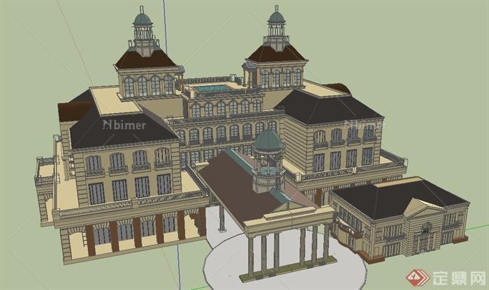 某古典欧式酒店建筑设计SU模型