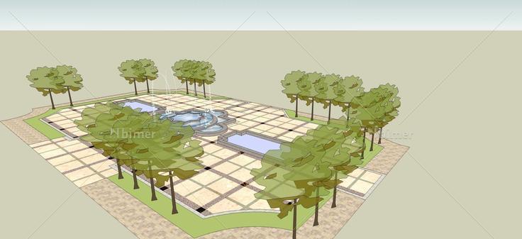 景观-喷水池(55320)su模型下载
