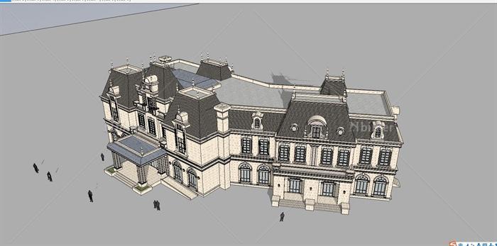 欧式精致商务会所建筑设计su模型[原创]