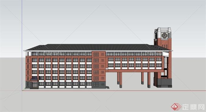 现代6层教学楼建筑设计SU模型