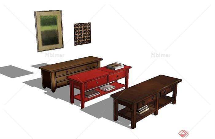 现代中式书桌设计su模型[原创]