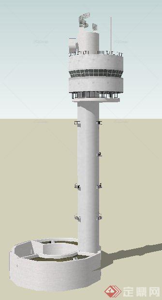现代雷达监测塔建筑设计SU模型