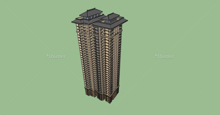 欧式高层住宅楼(79831)su模型下载