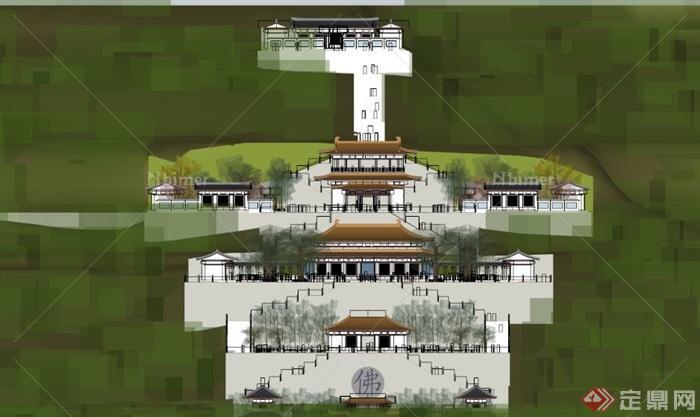 某大型寺庙设计SU模型