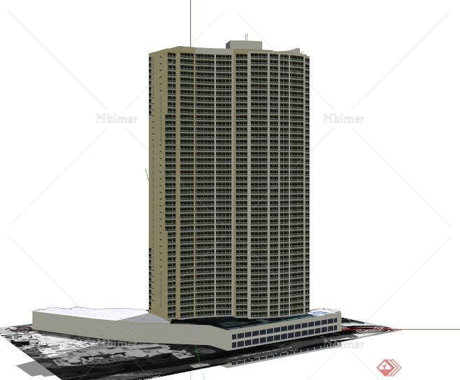 现代超高层商住建筑设计SU模型