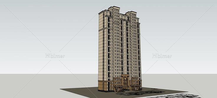 新古典风格高层住宅楼(75417)su模型下载