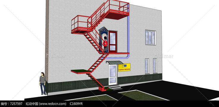 消防楼梯su模型