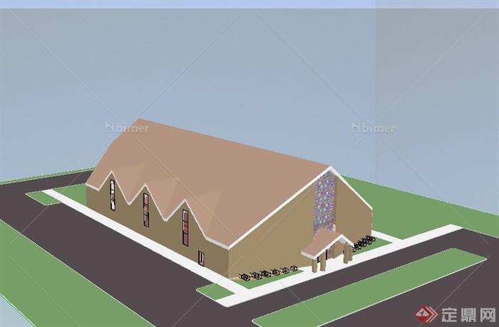 某现代单层宗教建筑设计SU模型