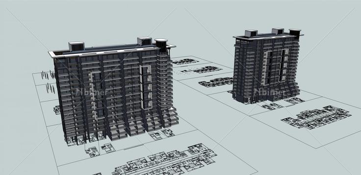 现代高层住宅楼(33763)su模型下载