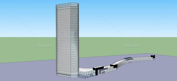 现代超高层办公楼带商业(52368)su模型下载