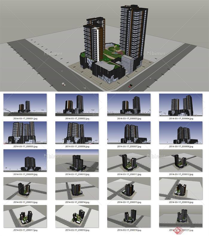 某现代高层综合楼建筑设计方案su模型[原创]