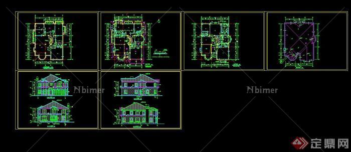 美式别墅建筑设计方案图（含高清效果图 CAD建筑