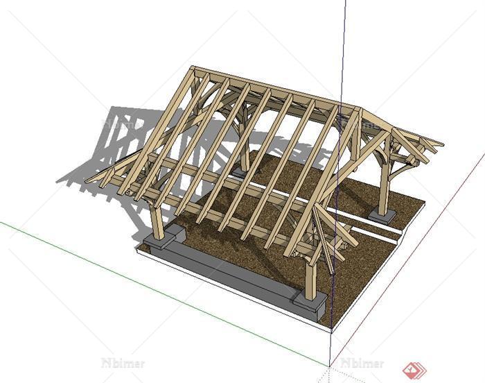 东南亚风格详细廊架设计SU模型[原创]