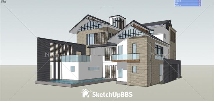 别墅建筑设计方案提供SketchUp模型下载分享带截
