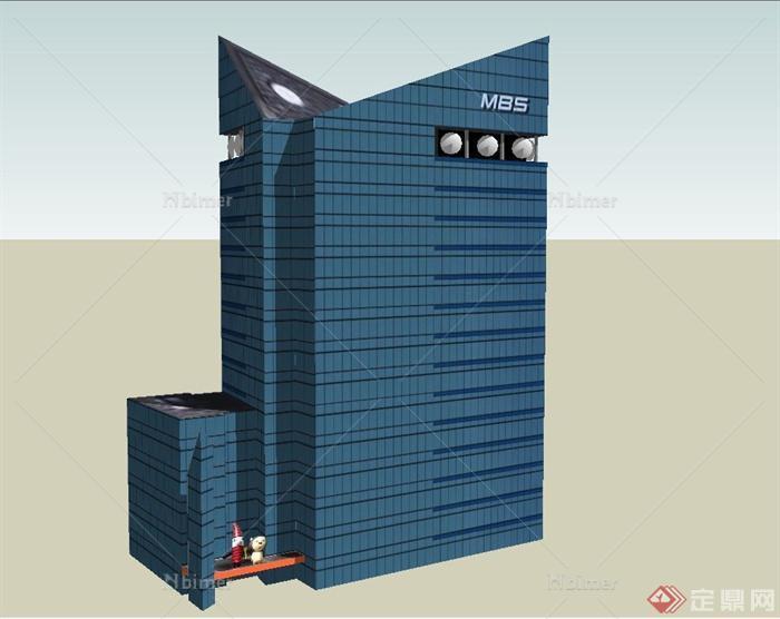 现代某高层异形广播公司建筑设计SU模型