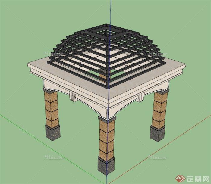 现代特色亭设计SU模型