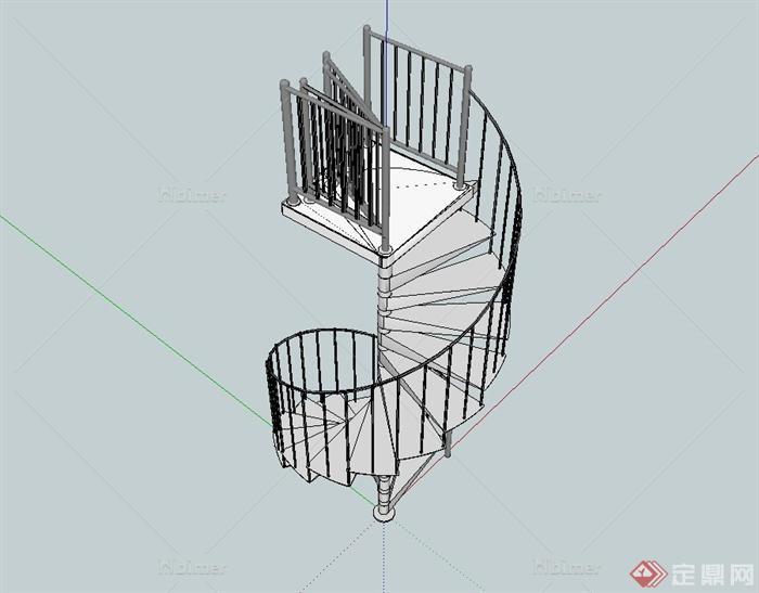现代风格住宅建筑楼梯设计su模型[原创]