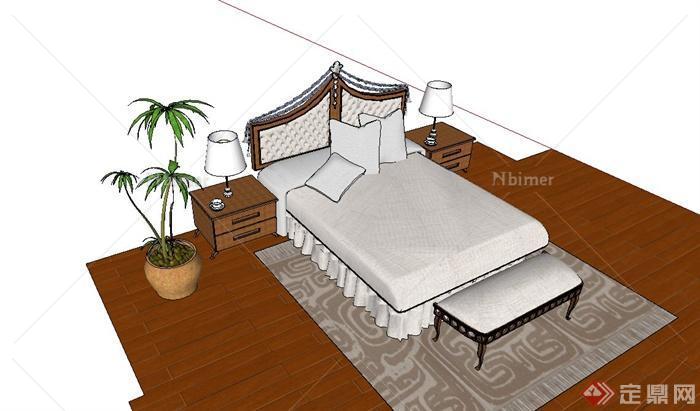 现代某卧室床设计SU模型