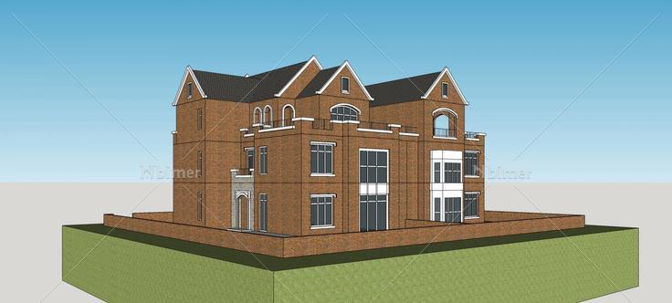 英式双拼别墅(82277)su模型下载