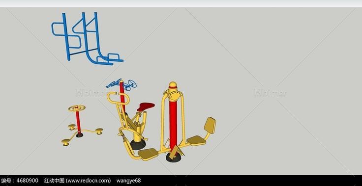 健身器材组合skp模型