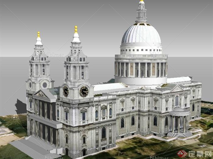 某欧式风格国家教堂建筑设计SU模型