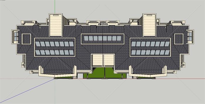 某法式小高层住宅公寓建筑设计SU模型（含效果图