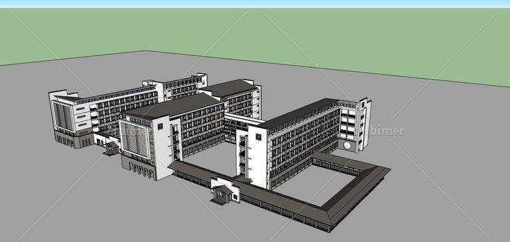 中式风格教学楼(75338)su模型下载