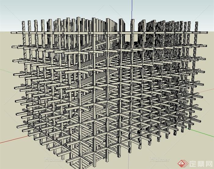 某多层建筑物框架su模型