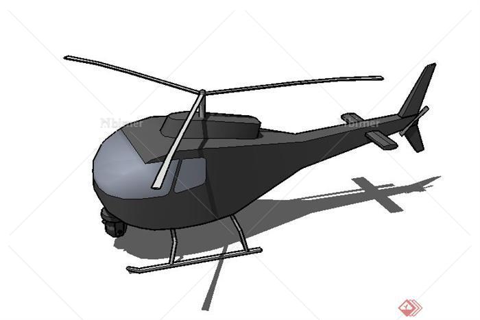 一架直升机SU模型素材