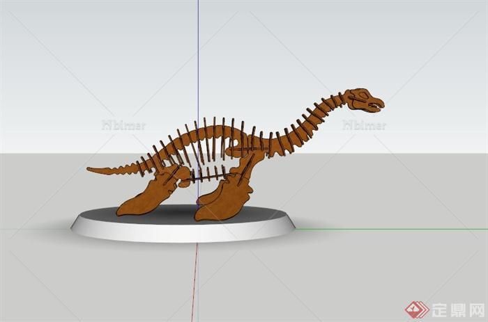 现代积木恐龙雕塑设计SU模型