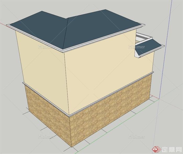 私人别墅建筑设计SU模型（带材质图）