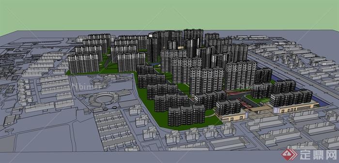 某大型居住区建筑规划设计SU模型1