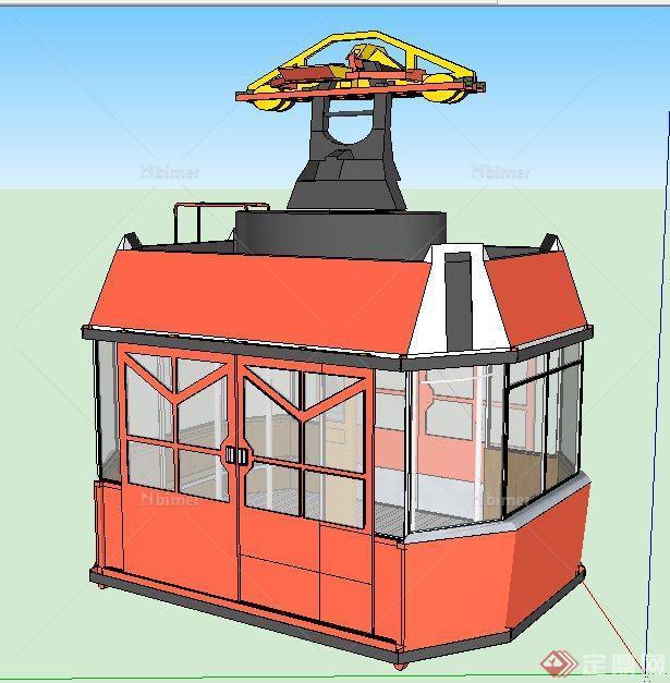 现代风格电缆车su模型