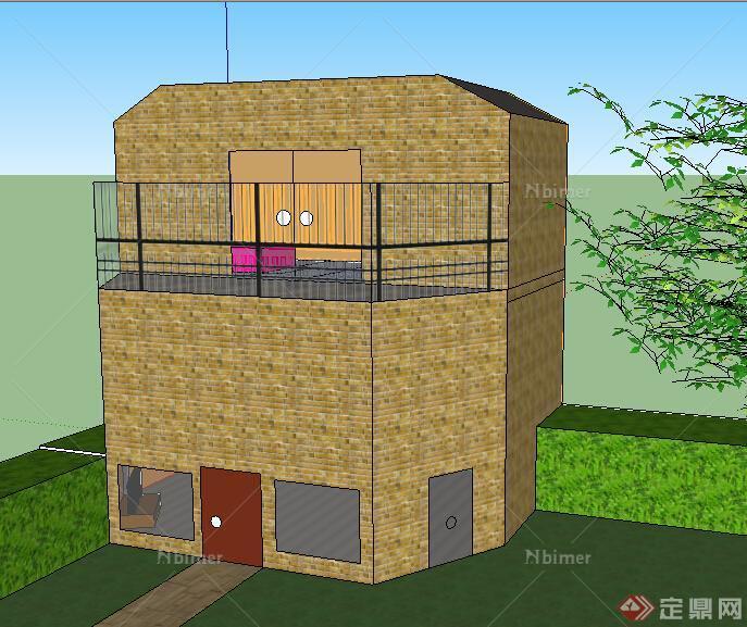 某室外2层小别墅设计SU模型