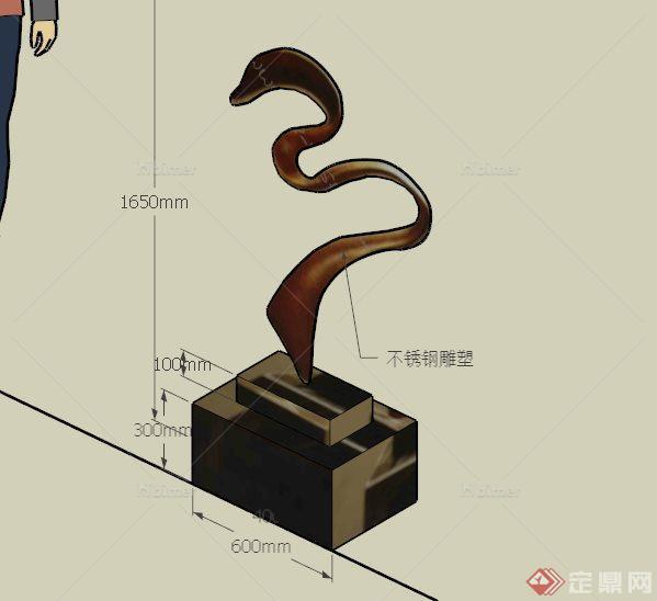 现代铜质蛇形雕塑小品设计SU模型[原创]