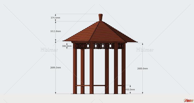 六角木亭SketchUp模型提供下载带截图预览