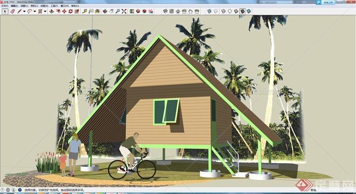 某东南亚住宅小屋建筑设计SU模型