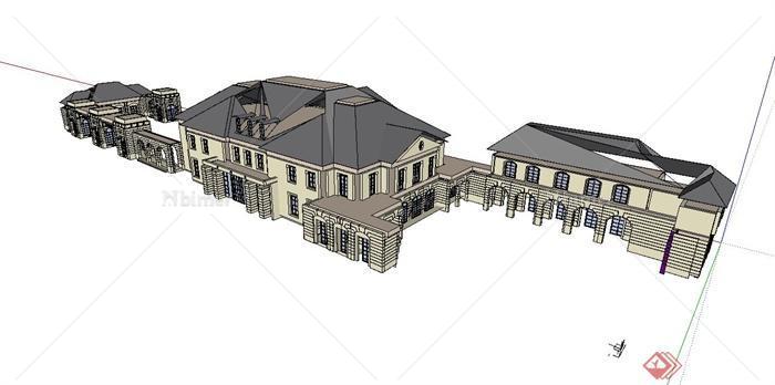 新古典住宅建筑设计su模型