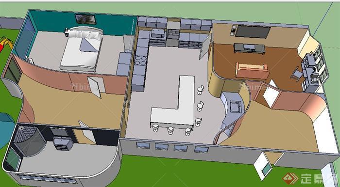 某室內現代住宅空間設計su模型