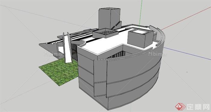 著名飞鸟博物馆建筑SU模型