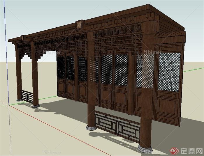 中式风格景观廊架设计su模型