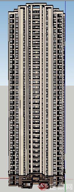 现代风格高层双拼住宅楼建筑设计su模型