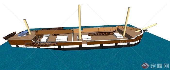 某欧式大型木质船只SU模型
