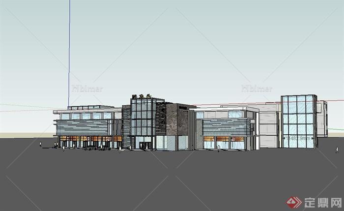 某现代风格多层商业楼设计su模型（含cad方案）[