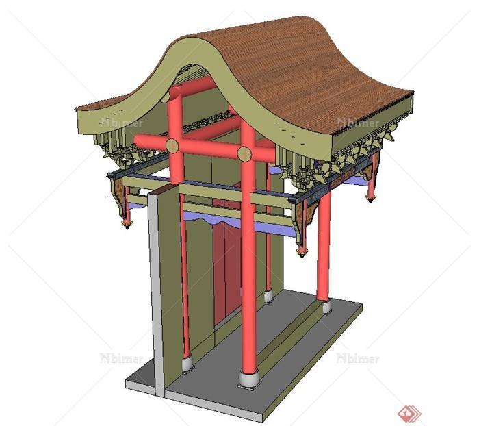 某古典中式古建筑门设计su模型