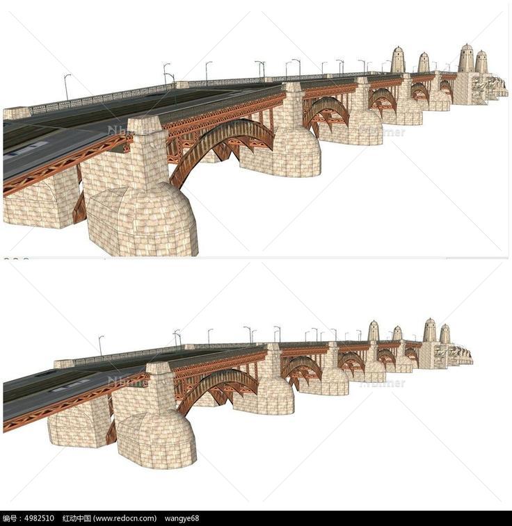 中式古典大桥su模型
