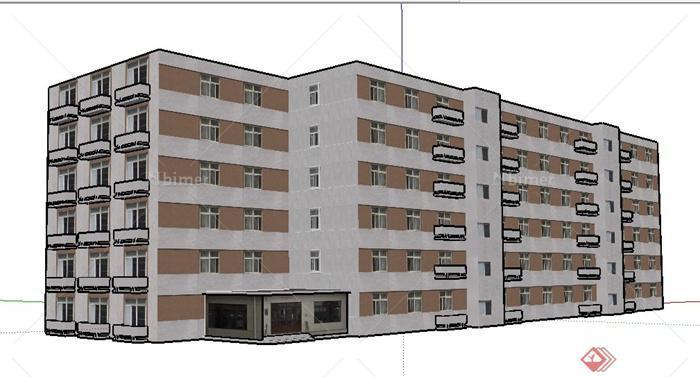 六层办公楼建筑设计su模型