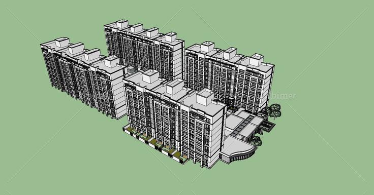 万科住宅单元拼接(79830)su模型下载