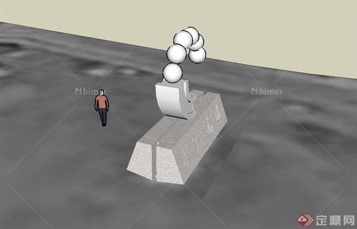 学校永轴雕塑设计su模型